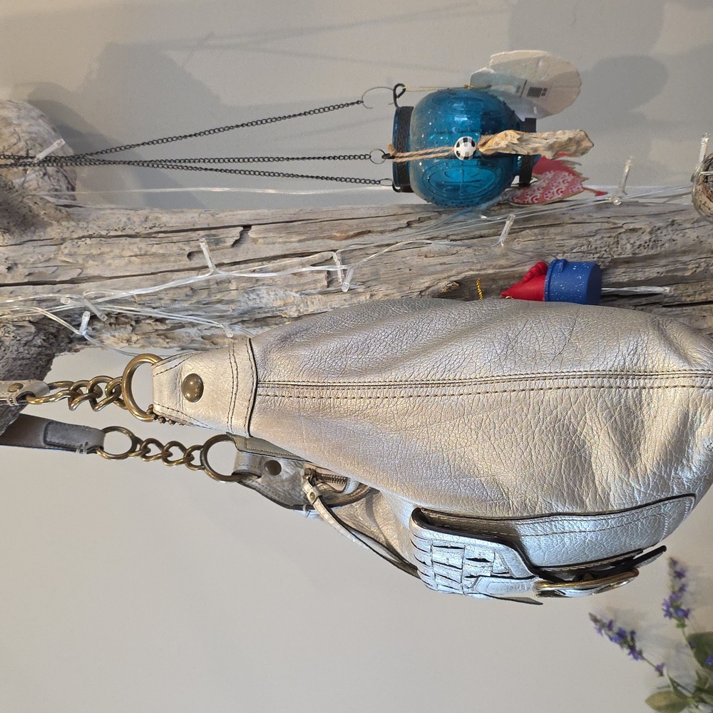 Coach Bleecker Pewter/Silver Metallic Featuring Tattersall Lining - Picture 4 of 14